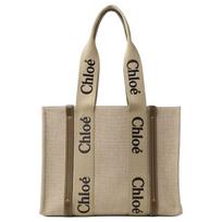 Chloe Woody Logo Open Tote Bag Women Tote Bags Khaki CHC23-AS383L17-20X Basic Set (Bag+Dust Bag)