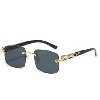 Fashion Brand Luxury Designer Sunglasses Men Women Leopard Rimless Vintage Elegant Shades Glasses Trendy Cute Sunglasses