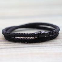 Nauja minimalistinė vyriška virvių apyrankė dvisluoksnė išgyvenimo apyrankė Homme aksesuarai vaikinui dovanų magnetinė sagtis Pulsera Hombre S 18.5cm 7.3Inch juoda