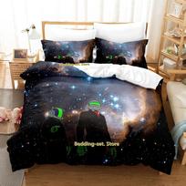 New Hip Hop Daft Punk Bedding Set Cartoon Anime three-piece Set Adult Kid Bedroom Duvetcover Sets 3D Kawaii Roupa De Cama Casal EU single(135x200cm) gray