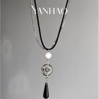 Elegant Chinese Ping An Kou Faux Stone Pendant Necklace for Women Other