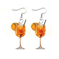 1 Pair Women Earrings Orange Juice Design Drop Earrings Summer Bear Festival Wine Glass Charm Hook Earrings Jewelry Gift oranžinė