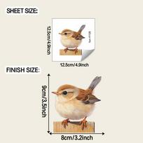 Cartoon Painted Bird Static Cling Window Sticker for Outdoor Balcony Glass Home Decor 12.5x12.5cm įvairiaspalvis