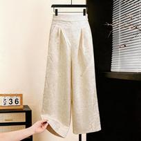 New Arrival: Chinese Style Jacquard Wide-Leg Pants for Middle-Aged and Elderly Women - Loose, Straight Fit for Spring 2XL (suggested 125-140 jin)