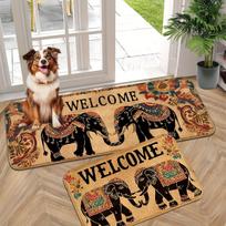 1Pcs Anti Fatigue Kitchen Rugs,Bohemian Elephant  Print Waterproof Non-Slip Thick Cushioned Kitchen Mat Heavy Duty Comfort Standing Mat for Kitchen 40*60cm