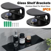 Hardware Stainless Steel Glass Shelf Brackets Adjustable Silver Glass Support Heavy Duty Wall Mount Clip For 4-8mm A