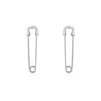 European Punk Hip Hop Safety Pin Stud Earrings Genuine 925 Silver Earring for Women and Men Party Jewelry Gift 2.1CM sidabras