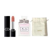 DIOR Perfume Vibrant Blue Gold Lipstick Sample Makeup Trial Set Velvet Satin Brightening #velvet100+flowery eau de toilette 5ml+ gold label small bag mėlyna