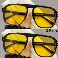 2 Pairs Square Pilot Sunglasses Men Fashion Oversized Korean Style Outdoor Shades Women Trendy Simple Solid Color Sun Glasses as picture shows