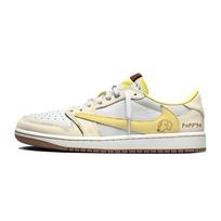 Travis Scott x Jordan Air Jordan 1 Butter Puppy Travis Scott X AJ1 Abrasion Resistant Breathable DZ4137-700(Team1510-) 44