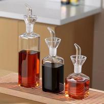 Stiklinė sojų padažo ir acto buteliukų rinkinys virtuvei – Įpilamas prieskonių indelis sezamo aliejui ir maistiniam vynui Small Glass Seasoning Bottle brown