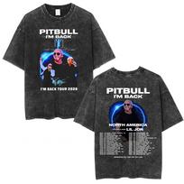 Rapper Pitbull Im Back Tour  Merch Vintage Washed T Shirts North America Concert TShirt Unisex Women Fashion Casual Tshirts M