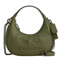Coach Carmen 20 Logo Zip Closure Pebble Leather Shoulder Crossbody Mini Bag Women Handbags Copper Military-Green CT774-QBMGR Basic Set (Bag+Dust Bag)