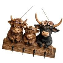 Easy Install Cow Key Holder Wood Wall Hook Decorative for Quick Setups Entry 1