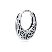 Men Nordic Viking Knot Hoop Earrings Gifts, Waterproof Stainless Steel Huggies, Ethnic Punk Rock Male Ear Amulet Jewelry