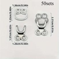 50sets Metal Alloy Invisible Clasps Hook and Eye Closures Used for DIY Sewing Invisible Fasteners for Handbags Pants Skirts Gold