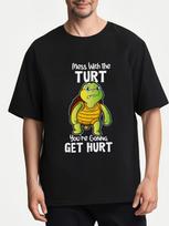 Funny Turtle T-Shirt for s -  Mess with the Tortoise  Slogan & Green Turtle Grap 4XL