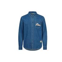 Evisu Daruma M Print Denim Shirt Men shirts Denim-Blue 2EAHTM1SL121XXDN