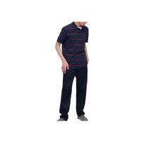 UNIQLO Dryžuoti spalvoti blokai trumpomis rankovėmis polo marškinėliai Vyriški viršutiniai drabužiai Tamsiai mėlyni 457513-69 XXXXL blue