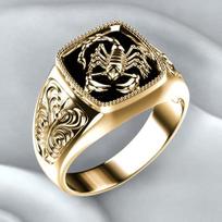 Men's Ring Pattern Scorpion Shape Ring Glue Black Ring Hand Jewelry 13 black