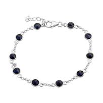 Sidabrinė apyrankė su natūraliu safyru 6,6ct, gaminio svoris 3,94g (2173397) 17-20cm safyras