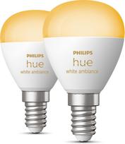 PHILIPS Hue White Ambiance smart bulb, E14, round, 470 lm, 2-pack (929003573702)