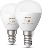 PHILIPS Hue White and Color Ambiance smart bulb, E14, round, 470 lm, 2-pack (929003573602)