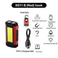 COB Darbinis šviestuvas su magnetu LED žibintuvėlis Kempingo lempa IPX6 atsparus vandeniui žibintuvėlis USB įkraunamas žibintas kaip išorinis akumuliatorius RED with hook-400mAh