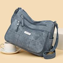 Fashion Women's Canvas Crossbody Bag Luxury Designer Tote Shoulder Bags for Ladie Old Money Messenger Handbags CLE 28x11x22cm mėlyna