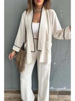2024 Women's Fashion Casual Cardigan & Wide-Leg Pants Set XL balta