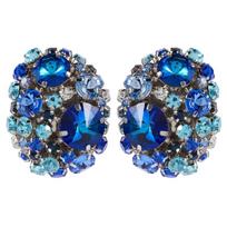 Elegant Round Crystal Ear Clips Colorful Rhinestone Earrings Stylish Non Pierced Ear Rings for Women Christmas Gift