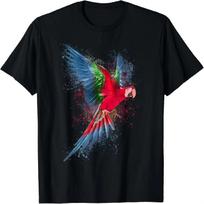 Parrot Colourful Art Animal Bird Motif T-Shirt S įvairiaspalvis