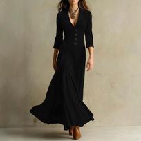 Moteriška madinga ilgarankovė elegantiška suknelė L juoda