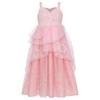 Girls Princess Witch Costume Sequins Tulle Dress Wide Shoulder Straps Invisible Zipper Layered Ruffled Party Dress 6-8 Years rožinė