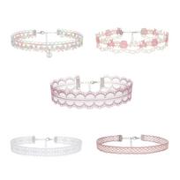 Mori lace choker collar collarbone chain combination set, fabric necklace