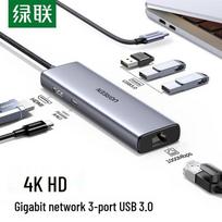 Ugreen Type-C Hub with Gigabit Ethernet, HDMI, and USB Ports blue