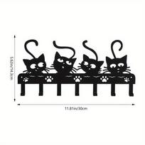 Black Cat Wall Key Holder 7 Hooks Halloween Home Decor bronza