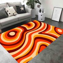 Sunset Rug Mid Century Modern Carpet Non Slip Multi Wave Mat for Living Room Bathroom Home Office Decor Floor Mat 40X60cm-16x24in