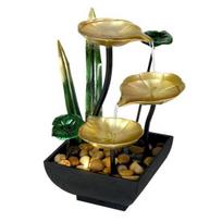 Relaxation Tabletop Water Fountain with Rocks 3 Tier Lotus Leaf Small Waterfall Fountain with Light for Indoor Zen Home Bedroom Desktop Decor USB port