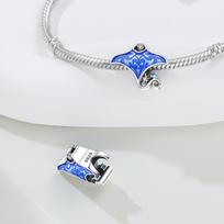 Copper Metal blue ocean world manta ray Beaded Earring High Quality Fine Jewelry Set Wedding Anniversary High Quality Fine Jewelry Perfect Gift beige