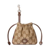 Gucci delninė su austo dryželio detalėmis, švelnaus aukso spalvos metalo detalėmis, GG drobės monetinė, nano moteriškos delninės, smėlio, tamsiai rudos spalvos 837667-FAEUY-9795 Box(Basic Set+Box)