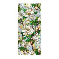 Window Privacy Film Stained Glass Floral Static Window Cling Decorative UV Blocking Heat Control Glass Sticker for Glass Doors Windows F