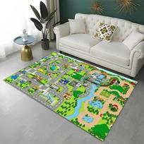 Highway City Child Playmat Traffic Playroom Carpet Rug for Home Living Room Bedroom Doormat Decor, Area Rug Non-slip Floor Mat 40x60cm