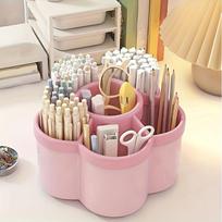 1-Piece rotating desktop organizing pen holder 1pcs rožinė
