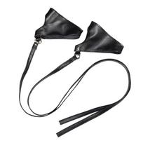 Women Black Strap Pu Leather Half-Finger Fingerless Sexy Gloves Punk Hip-Hop Stage Perfermence Cosplay Costume Accessories One Size black