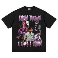 Chris Brown marškinėliai Unisex Urban Street R&B Grafinis spaudinys Apvalus kaklas Laisvalaikio mada 100% medvilnė Streetwear viršutiniai drabužiai vyrams ir moterims S juoda