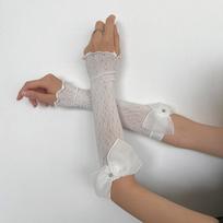 Mary Mesh bow thin lace concealer sunscreen long girl sleeves gloves One size fits all balta