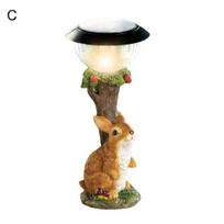 Weather-Resistant Lawn Lamp Precisely Detail Resin Cat Dog Rabbit LED Solar Light for Home C