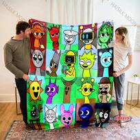 New Products Shipped Quickly! Music Theme S-Sprunki Printed Blanket Office Beach Camping Shawl Blanket Gift for Family & Friends 75x90cm