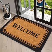 Vintage Welcome Print Doormat, Non Slip Entryway Rug, Durable Washable Floor Mat for Home Front Door Porch Patio Decor 40x60cm